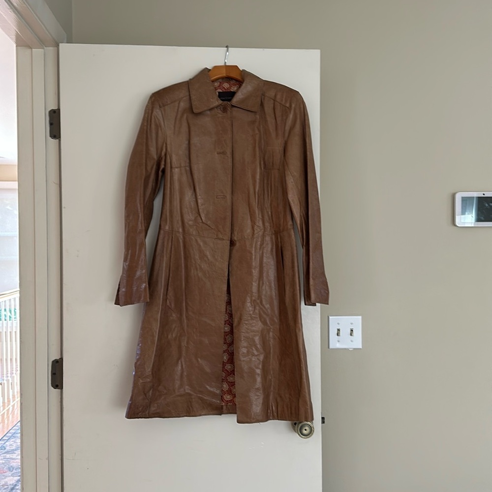 Vintage John Carlisle Genuine Leather 3 quarter length flare leather jacket